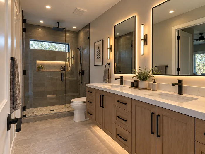 Remodeled home interior with new lighting installed by JIC Electric